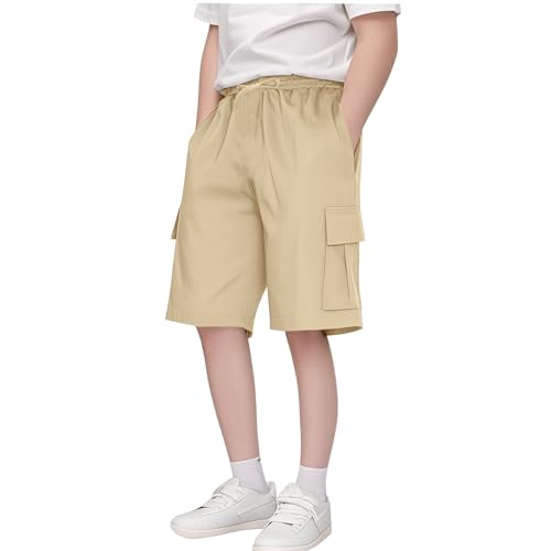 Preppy Boys Summer Casual Cargo Shorts Elastic Waist 𝐃rawstring Hiking Shorts with Pockets Athletic Baby Fall Clothes