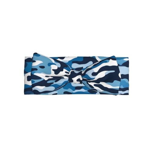 Blue Camo Pattern Baby Bow Headband - Delicate Hair Accessories for Newborns, Infants, Toddlers - Skin-friendly Hairband