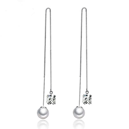 Boucles d'oreilles en argent 925 sterling ornées de cristaux et perles fines