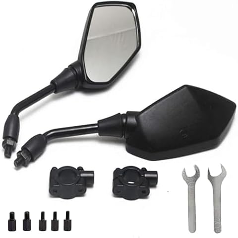 【2024 Upgraded】Motorcycle Convex Rear View Mirror, Mirrors For Bike,motorcycle,atv,scooter, with M8 M10 Threaded Bolt, with 7/8" Handle Bar Mount Clamp Compatible with Cruiser, Suzuki, Honda,Victory Cover