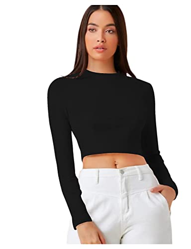 Image of Dream Beauty Fashion Women's Casual Round Neck Long Sleeves Stylish Crop Top - 17 inch Inches (Tee-Tally 02)