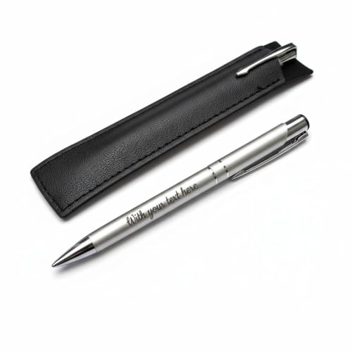 With Your Touch Personalised Engraved Aluminium Black Ink Retractable Silver Ballpoint Pen | Custom Present For Birthday Christmas Anniversary Women Or Office Use (1)