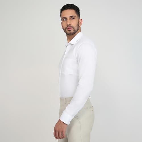 Image of Park Avenue Men Slim Fit Structure Pattern Pure Cotton Semi Cutaway Collar Full Sleeve Formal Shirt