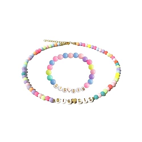 Image of COLORFUL BLING Big Sister Beaded Bracelet Big Sis Announcement Stretch Bracelet