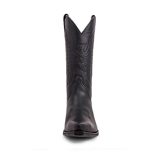 ADMLZQQ Cowboy Boots for Men,Leather Retro Embroidered Middle Tube Thick Soled Lightweigh3