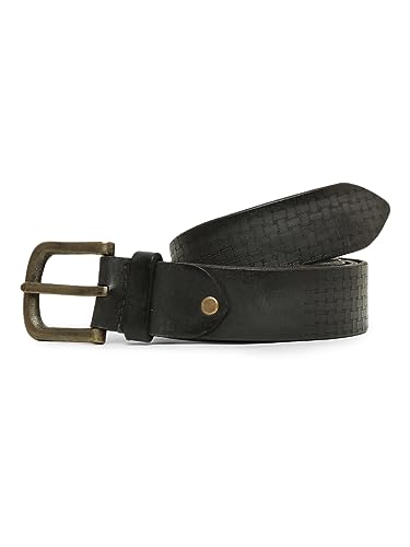 Image of ART N VINTAGE Men's Genuine Pure Leather Black Belts with Metal Brass Buckle - Classic Elegance for Every Outfit