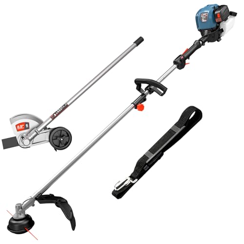 SENIX 18-inch 26.5 cc Gas Weed Wacker and 7.5 inch Edger Combo - Bump Feed, Straight Shaft, with Shoulder Strap, 4-Cycle String Trimmer