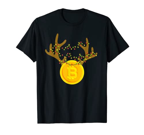 Luces de Navidad Bitcoin Reno Divertido Navidad BTC Inversores Camiseta