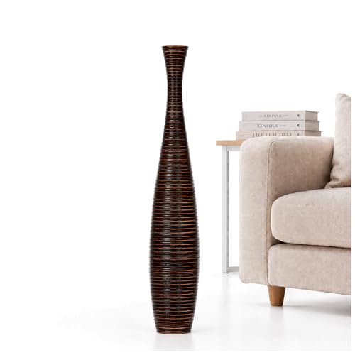 Image of Leewadee Large Floor Vase 34 inches Mango Wood for Pampas Grass, Dried Flowers