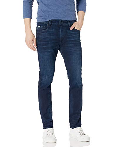 GUESS Men's Mid Rise Slim Fit Tapered Leg Jean