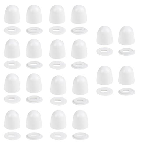 TopHomer 20Packs Universal Toilet Bolt Caps, Round Plastic Push-On Toilet Bowl Bolt Caps Covers, with Extra Washers for Easy installation, 1.43 * 1.46in, White Color