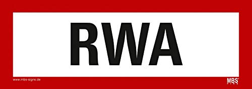 Aufkleber Schild 'RWA' selbstklebend Hinweisschild Warnaufkleber Warnhinweis 21x7,4cm Made in Germany by MBS-SIGNS