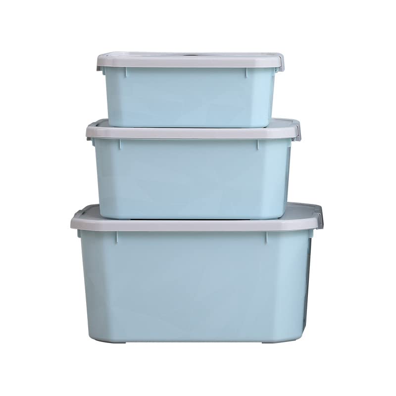 HOHAOO Storage Boxes,6L 10L 20L Storage Bins Storage Container with Click Closure,handle and Lid Stackable Organizer 3 Pack