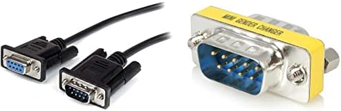 StarTech.com 3m Black Straight Through DB9 RS232 Serial Cable (MXT1003MBK) & StarTech.com Slimline Serial DB9 Gender Changer - M/M - Serial Gender Changer - DB-9 (M) to DB-9 (M) - GC9SM