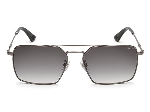 Image of POLICE sunglasses| 100% UV protected | Gradient | Full Rim | Square | Men | Large | Shiny Gun Alloy Metal Frame | Smoke Gradient CR39 Lens