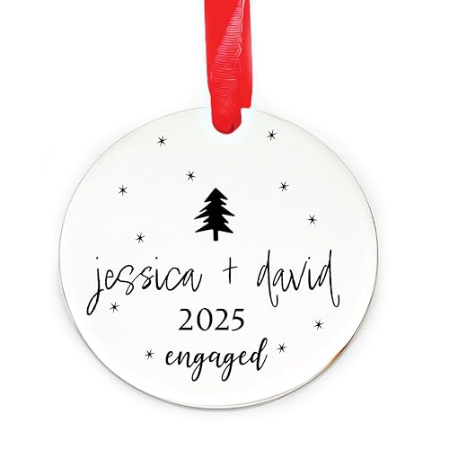 Engaged 2025 Ornament Personalized with Names Custom Engagement Gift for Couples, Proposal Keepsake, Future Mr & Mrs, Newly Engagment Engaged-ORN