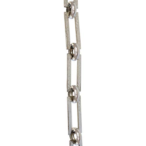 Image of RCH Hardware Decorative Polished Nickel Solid Brass Chain for Hanging, Lighting - Rectangles with Greek Key Design and Unwelded Links (1 Foot)