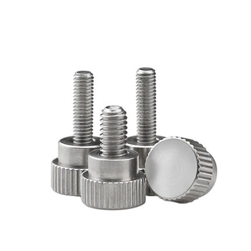 6pcs M3 Hand-Tightening Screw Straight Grain knurled Flat Head Step firmware Handle Adjustment Bolt Head Size D12x7mm - (Size: M3x20mm)