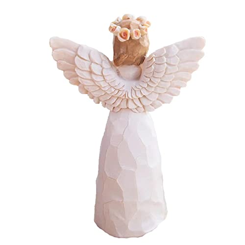 Figura Ángel Orando Decorativa de Resina Blanca miniatura 3