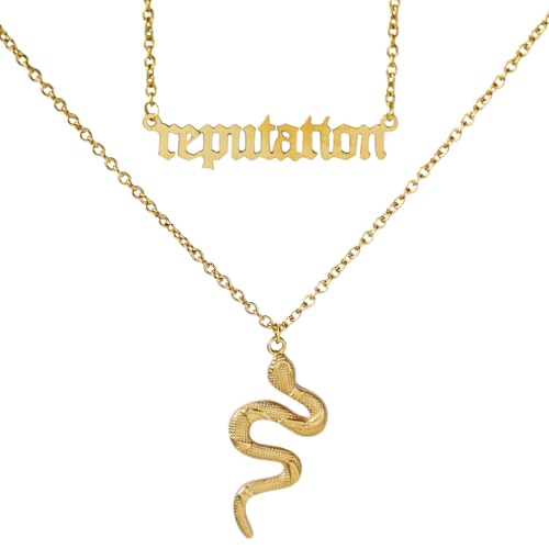 Vintage Layered Reputation Snake Necklace,Personality Gothic Punk Animal Necklace for Women Music Lover