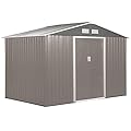Outsunny 7' x 4' Outdoor Storage Shed, Garden Tool Metal Shed with Foundation Kit, Double Lockable Door, Air Vents and Sloping Roof, for Backyard, Patio, Lawn, Gray