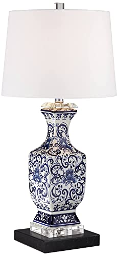 Lámpara de mesa Barnes and Ivy Iris 28" de porcelana azul