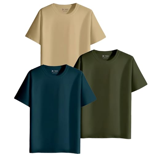 Image of XENOVAURBAN Unisex Regular Cotton Combo of 3 Solid Color Tshirt