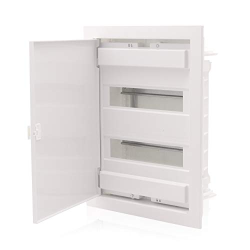 Intratec Coffret de distribution encastré, IP40 – Boîtier de distribution intérieur avec porte pour installation en milieu sec, 2 rangées, 24 modules, 442 x 347 x 92 mm, blanc