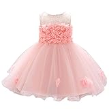 [Cousannory] ベビードレス 女の子 ワンピース 新生児 セレモニードレス 赤ちゃん フォーマル ワンピース チュール ロングドレス キッズ プリンセス ドレス かわいい aライン ノースリーブ チュチュドレス 70 80 90 誕生日 退院 お宮参り(ピンク,70)