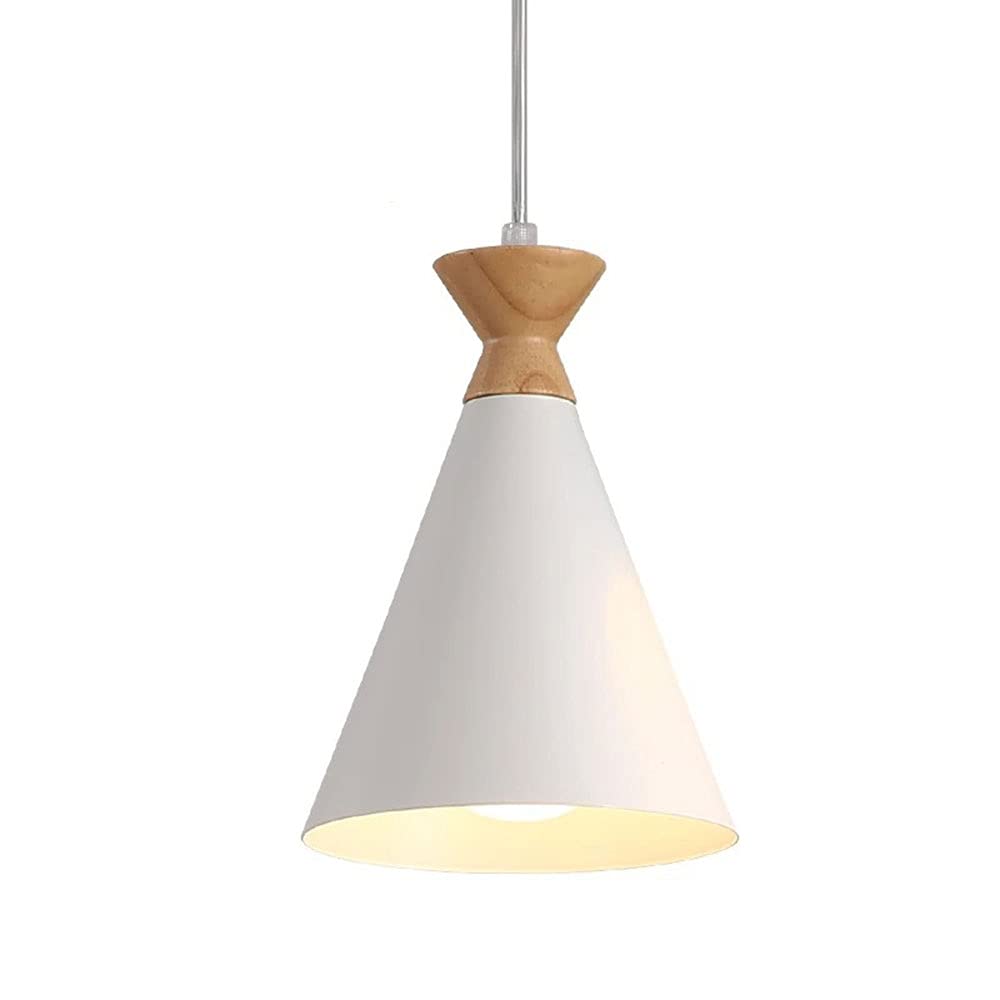 THAELY Lampy wiszące do sypialni sufitu metalowy abażur lampa wisząca z drewnianą pokrywą pół-wpuszczana lampa sufitowa E26 E27 do sypialni