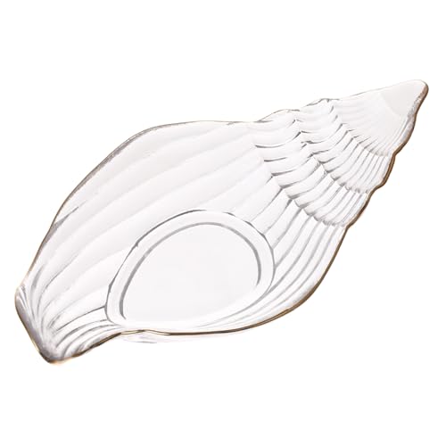 TOYANDONA Piatto Di Frutta in Vetro Bordi Dorati, Insalatiera Trasparente Design Conchiglia, Vassoio Portaoggetti Elegante Per Casa e Eventi, Utilizzo Per Snack e Decorazioni