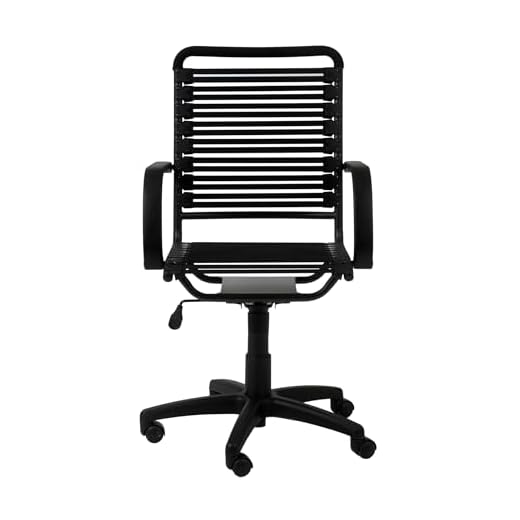 Euro Style Flat Bungie High Back Adjustable Office Chair with Arms, Black Bungies with Graphite Black Frame