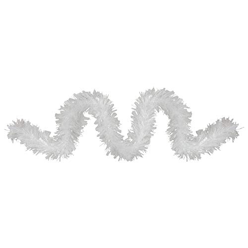 12ft Clear and White Snowblush Artificial Tinsel Christmas Garland - Unlit