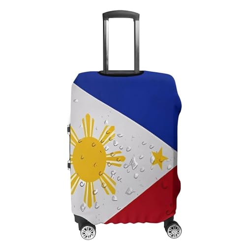 Philippines Flag with Water Drop Travel Luggage Cover for Suitcase 19-32 Inches Elastic Washable Baggage Protector4