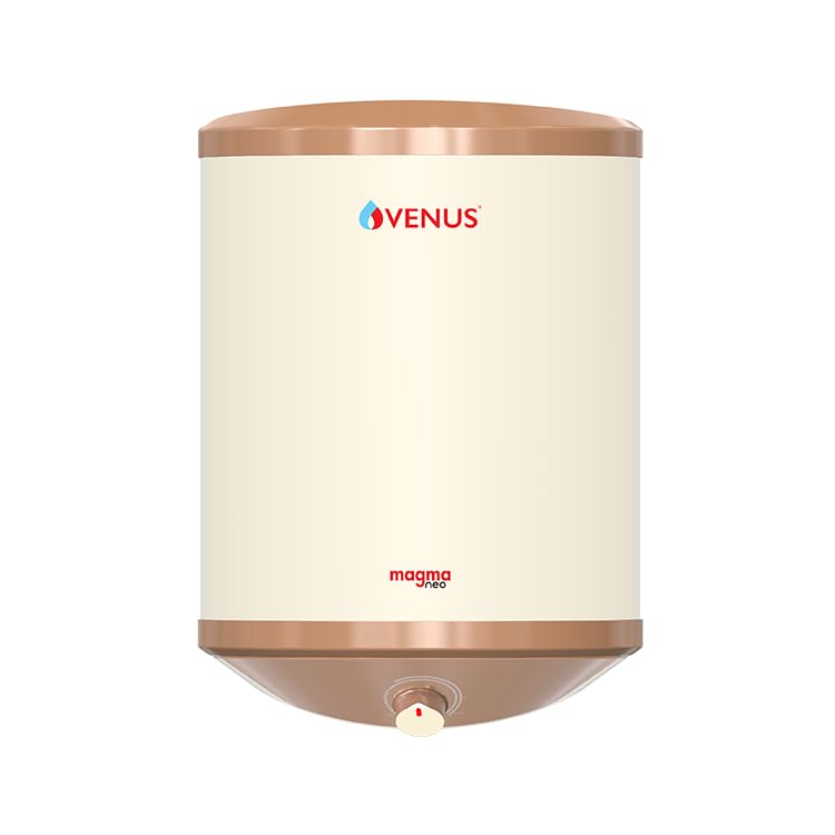 Image of Venus Magma Neo 15 (015SE) Litre 5 Star Vertical Storage Water Heater, Ivory and White, Electric, with Double Ceramic Heating Element, PUF Insulation, Glass Lined Tank, 220V