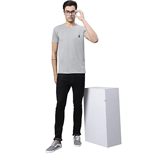 Image of Mack Jonney Men Round Neck Cotton Solid Regular Fit T-Shirt-T Anthraa 01-P