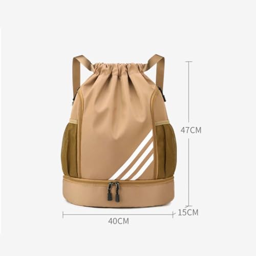 Sports Gym Bag Drawstring Backpack, Sports Soccer Basketball Volleyball Bag with Shoe Compartment, Fitness Training Backpack3