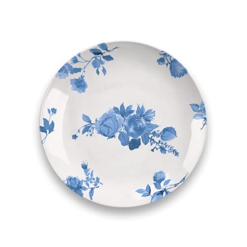 Abode Homewares Cottage Blue Floral Salad Plate, 8.4-Inch, Pure Melamine, Indoor/Outdoor, Blue Floral, Set of 6