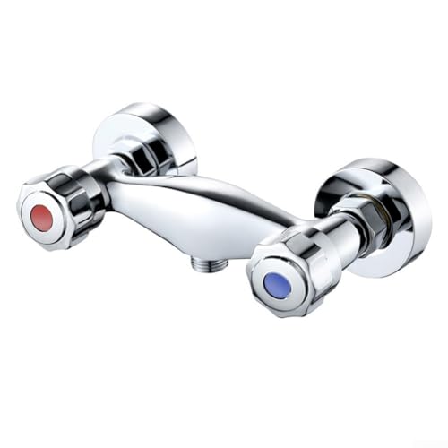 Volakebeing Moderno doppio controllo a parete miscelatore doccia rubinetto con finitura cromata valvola acqua calda fredda bagno miscelatore con uscita G1/2 (B)