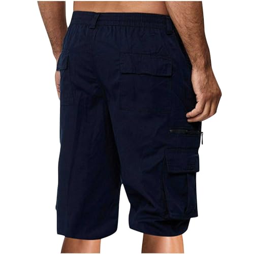 Image of Cargo Shorts for Men,Summer Casual Elastic Waist Big Tall Baggy Shorts Lightweight Hiking Short with Multi Pockets