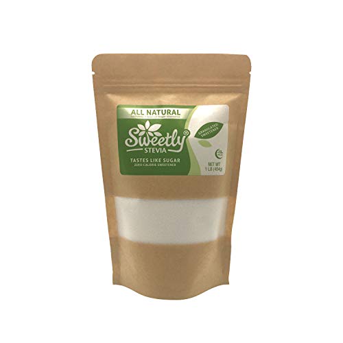Sweetly Stevia Zero Calories Natural Stevia Sweetener, Granulated Sugar Substitute 1 lbs bag