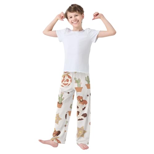 Western Cat Boys Pants Boys Athletic Pants Long Pant for Boywith Pockets Wide-Leg Size 6-14Y3