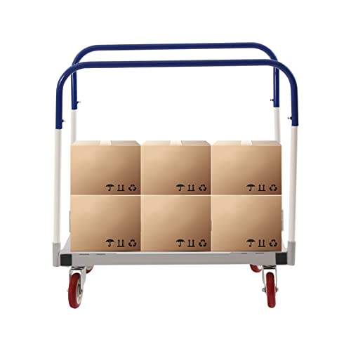 1500 Lb Panel Trolley, Silver with Steel Frame, 35 X 20 X 35 Inches, Four 5-Inch Pp Silent Casters with Handrail Bars, for Factory Warehouses, Garages, Basements and Workshops