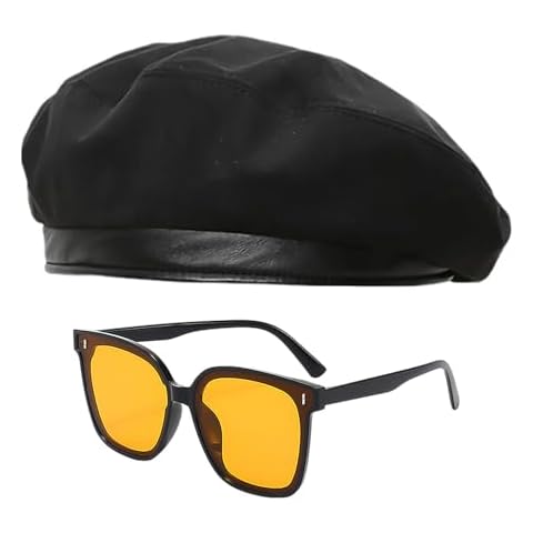 Béret Noir EHDWXVZM avec Lunettes Cover