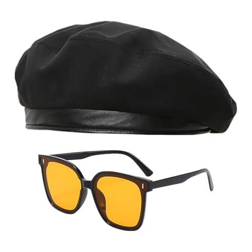 EHDWXVZM Boina Negra Militar con Gafas - Gorro de Bautizo para Hombre y Mujer