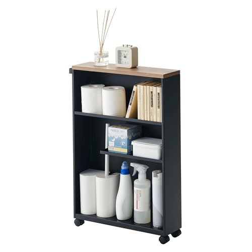 YAMAZAKI Home Tower Rolling Slim Bathroom Utility Cart with Handle