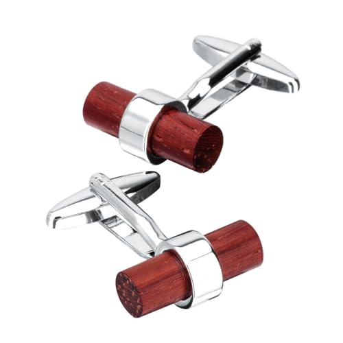Mancuernillas cilíndricas de madera para camisa de hombre miniatura 1