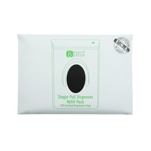 beyondGREEN Plant-Based Dog Poop Waste Bags for Single-Pull Park Dispenser - 100 Bag Pack - 9
