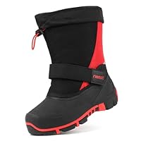 riemot Unisex Kid's Snow Boots, Winter Boots Boys Girls, Warm Lined Winter Shoes Waterproof Children's Boots, Non-slip Snow Boots, Red, 3 UK