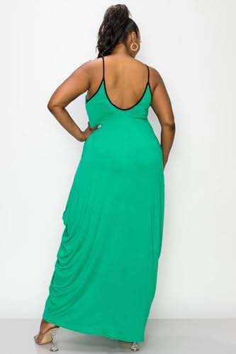 Image of BFFBABY Women's Casual Maxi Dress Sleeveless Tie Dye Spaghetti Strap Summer Plus Size Swing Sundress with Pockets